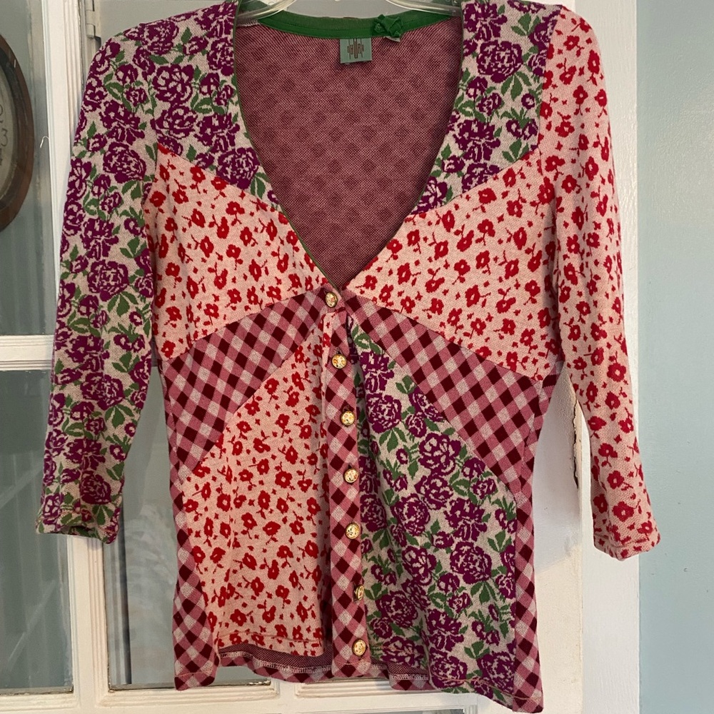 Floral and Checkered Button-Up Cardigan
Anthropologie HWR Brand